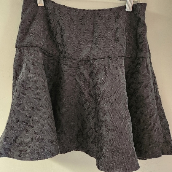 Free People Black‎ Skirt 6 Fit and Flare Chenille Cheetha Flared Skater Side Zip - Picture 2 of 10